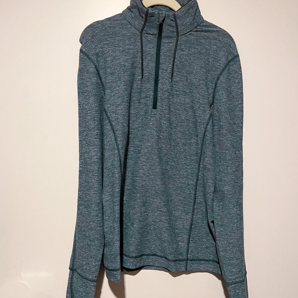 Lululemon Sweat Session 1/2 Zip In Heathered Fuel Green Men’s Size Small